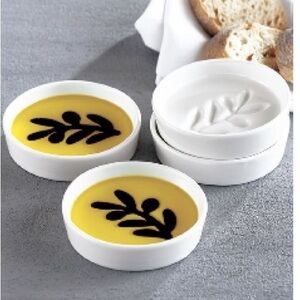 White Ceramic olive oil and balsamic vinegar dishes